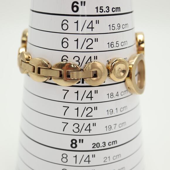 Fossil Gold Tone 25mm Textured Dial Watch Circle Link Bracelet with New Battery - Picture 4 of 14